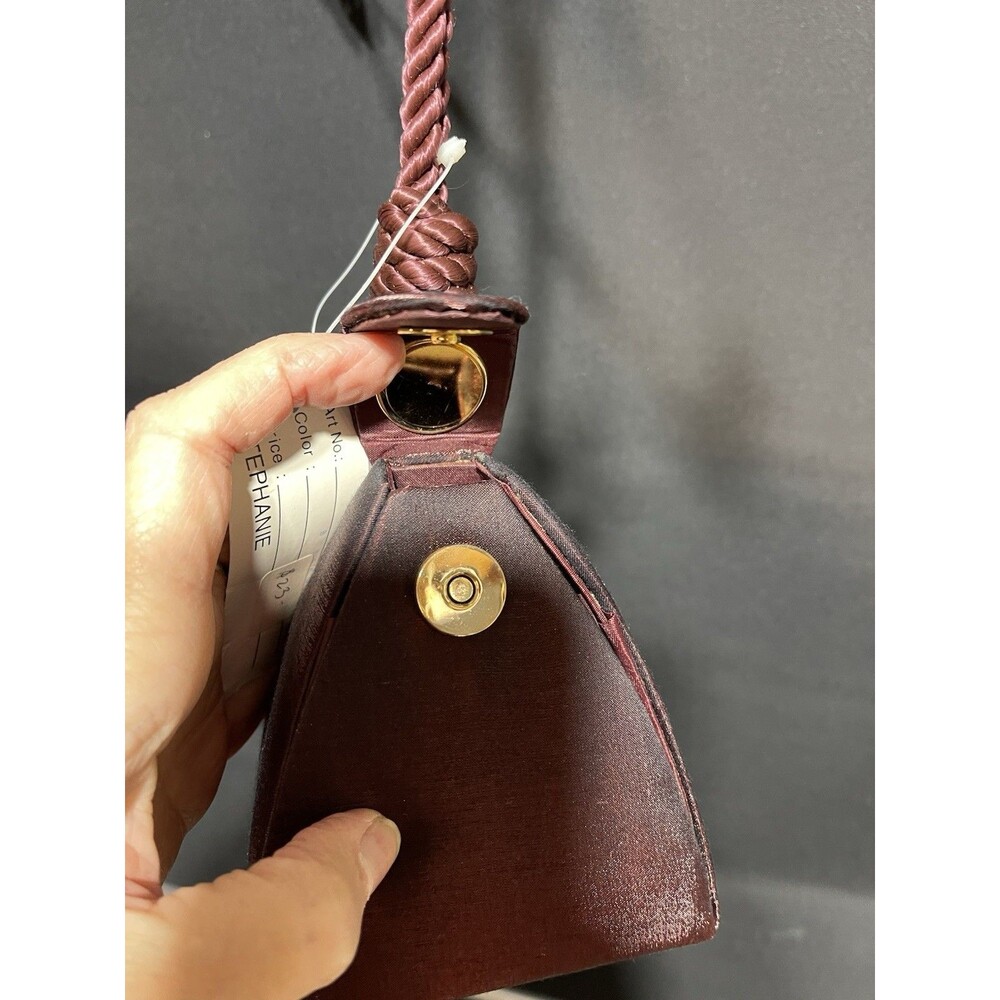 Stephanie Burgundy Satin Mini Bag | Rope Handle Evening Purse | Vintage Style